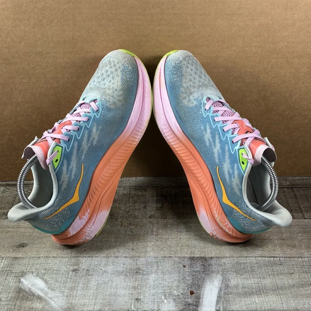 Hoka One One Mach 6 Running Shoes Women’s Size 10.5B Blue Pink Orange Sneakers - Picture 8 of 11